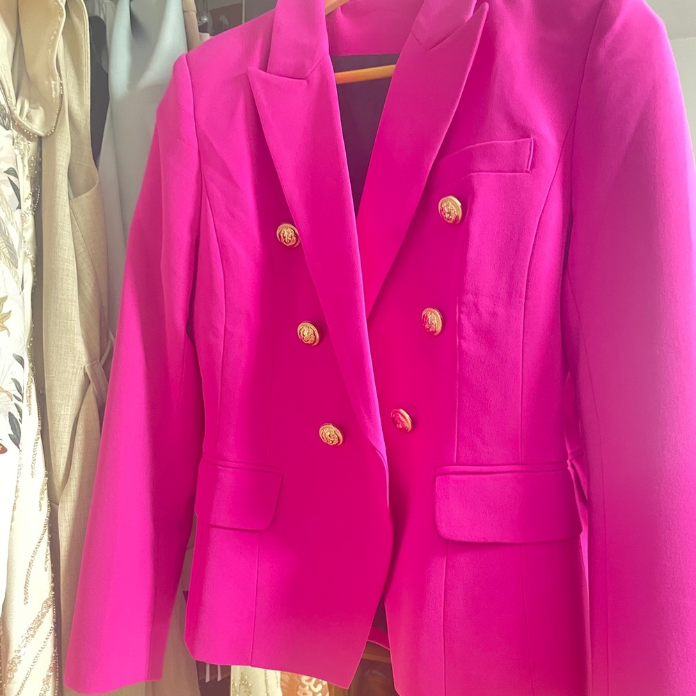 Pink Blazer with gold buttons